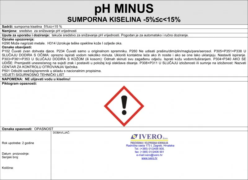 pH MINUS-SUMPORNA KISELINA 5%-15%, 5 l - Slika 3