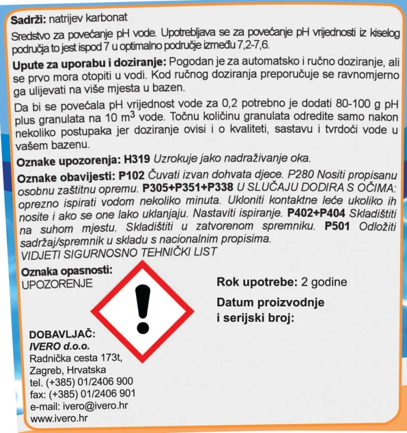 pH PLUS GRANULE, 1 kg - Slika 3