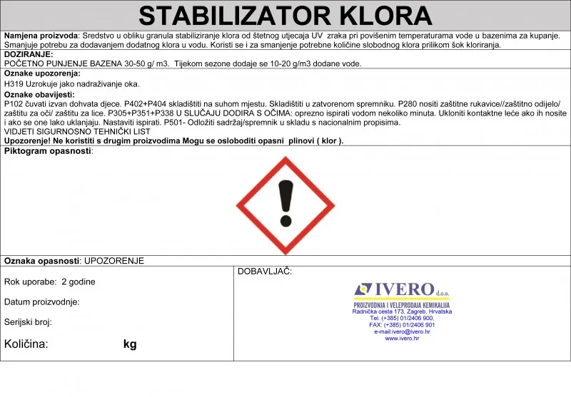 STABILIZATOR KLORA, 5 kg - Slika 3