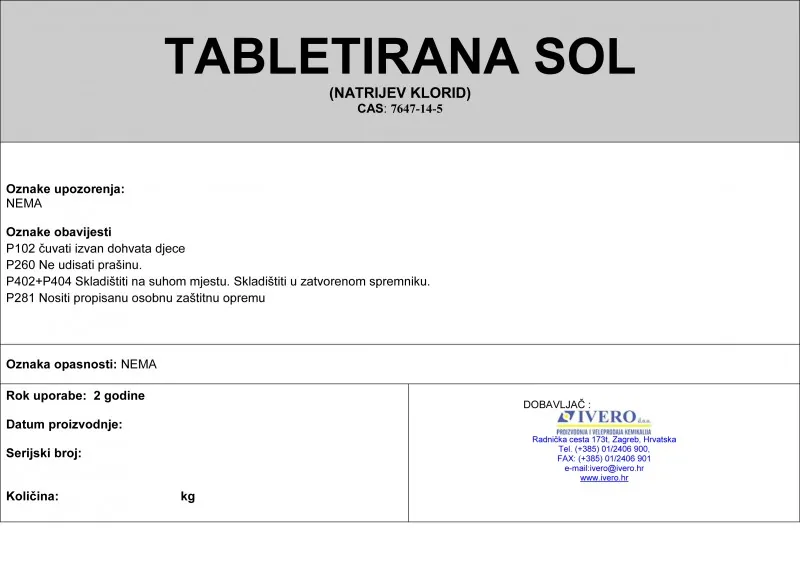 TABLETIRANA SOL, 25 kg - Slika 3